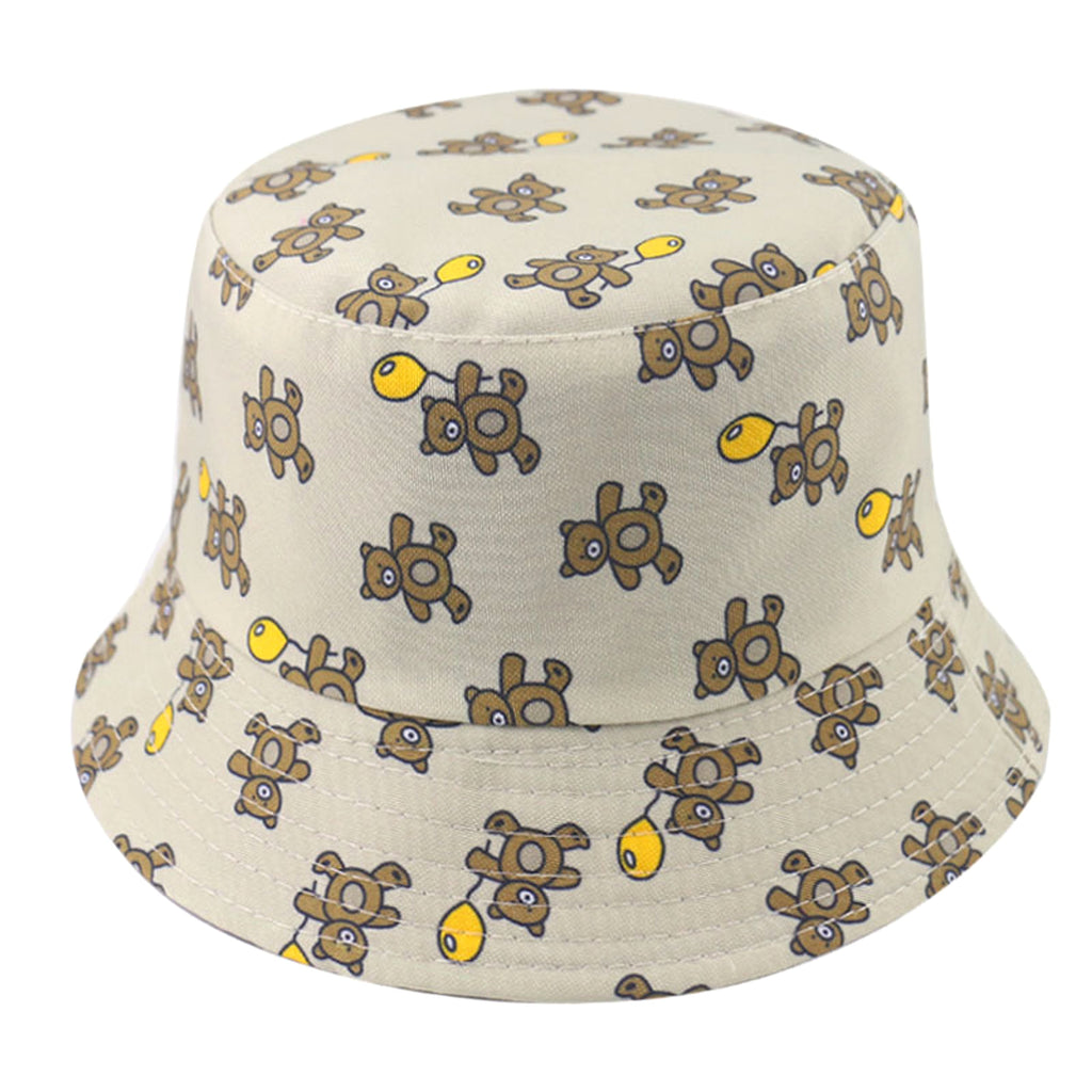 Cute cartoon color bear print fisherman hat - enhanced image 1