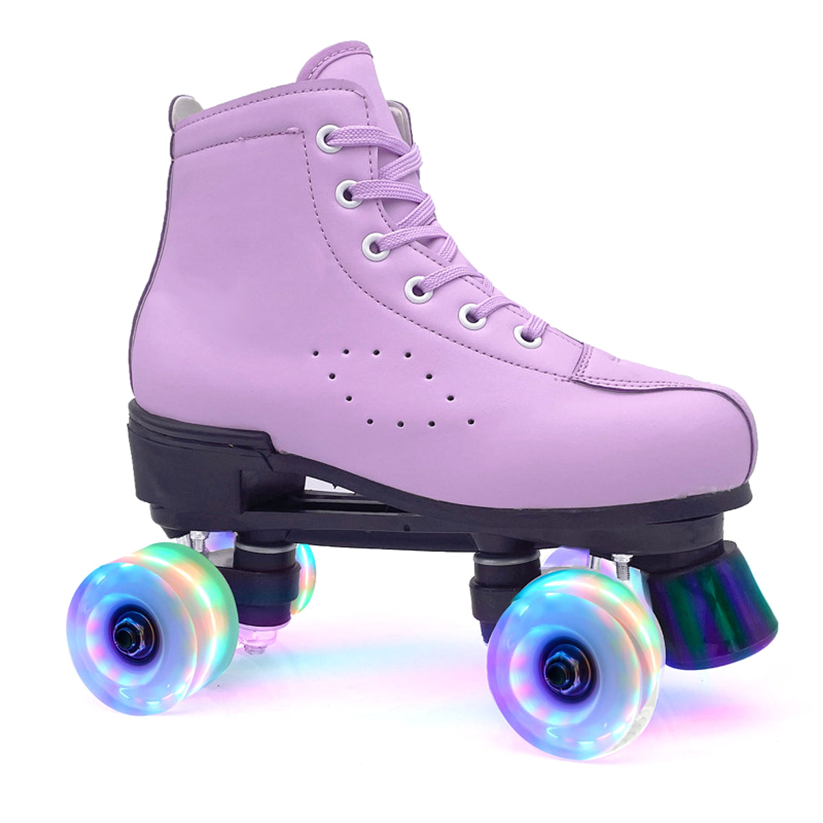 Double-row Leather Purple Roller Skates - enhanced image 1
