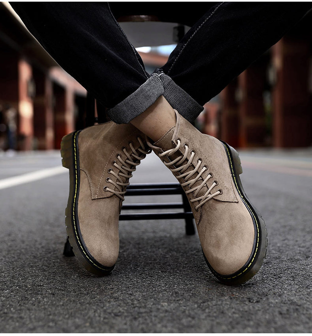 Eight-hole breathable leather boots outdoor fashion short boots - enhanced image 1
