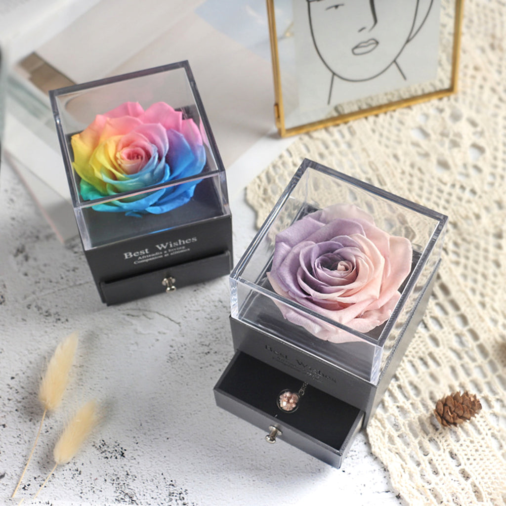 Eternal Flower Rose Jewelry Box for Birthday Presents Valentines Day Wedding Gift - enhanced image 1