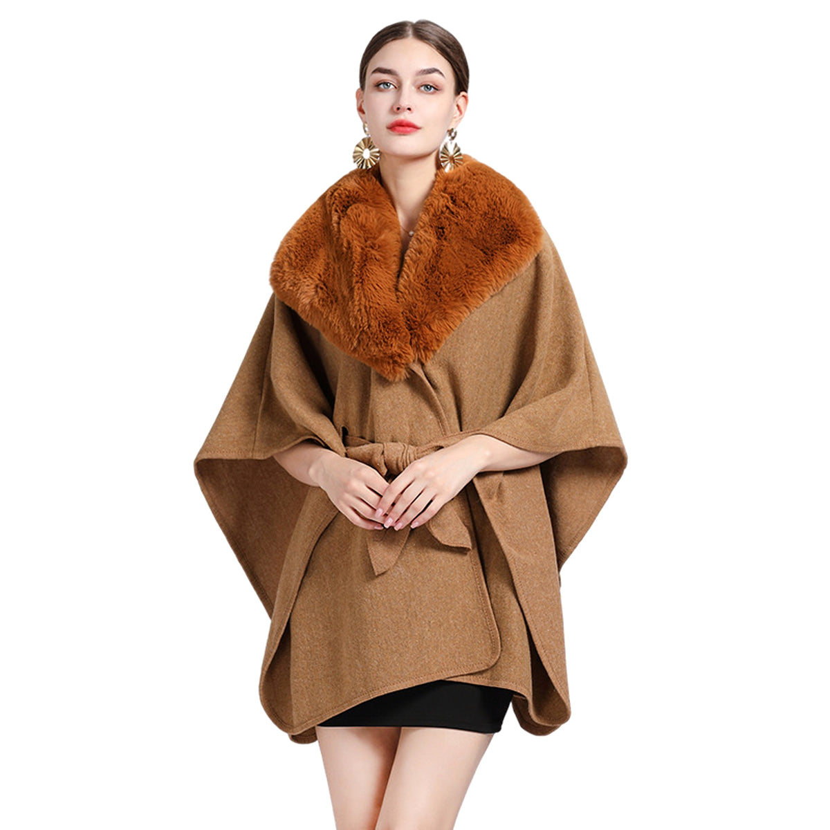Collar Knit Shawl Cape Women Jacket - enhanced image 1