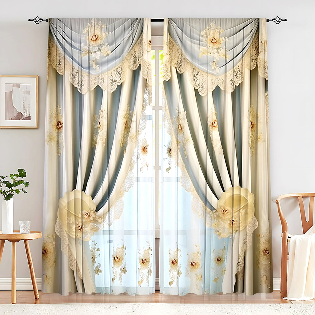 Floréalis™ – European Floral Embroidered Curtain Panel - enhanced image 1