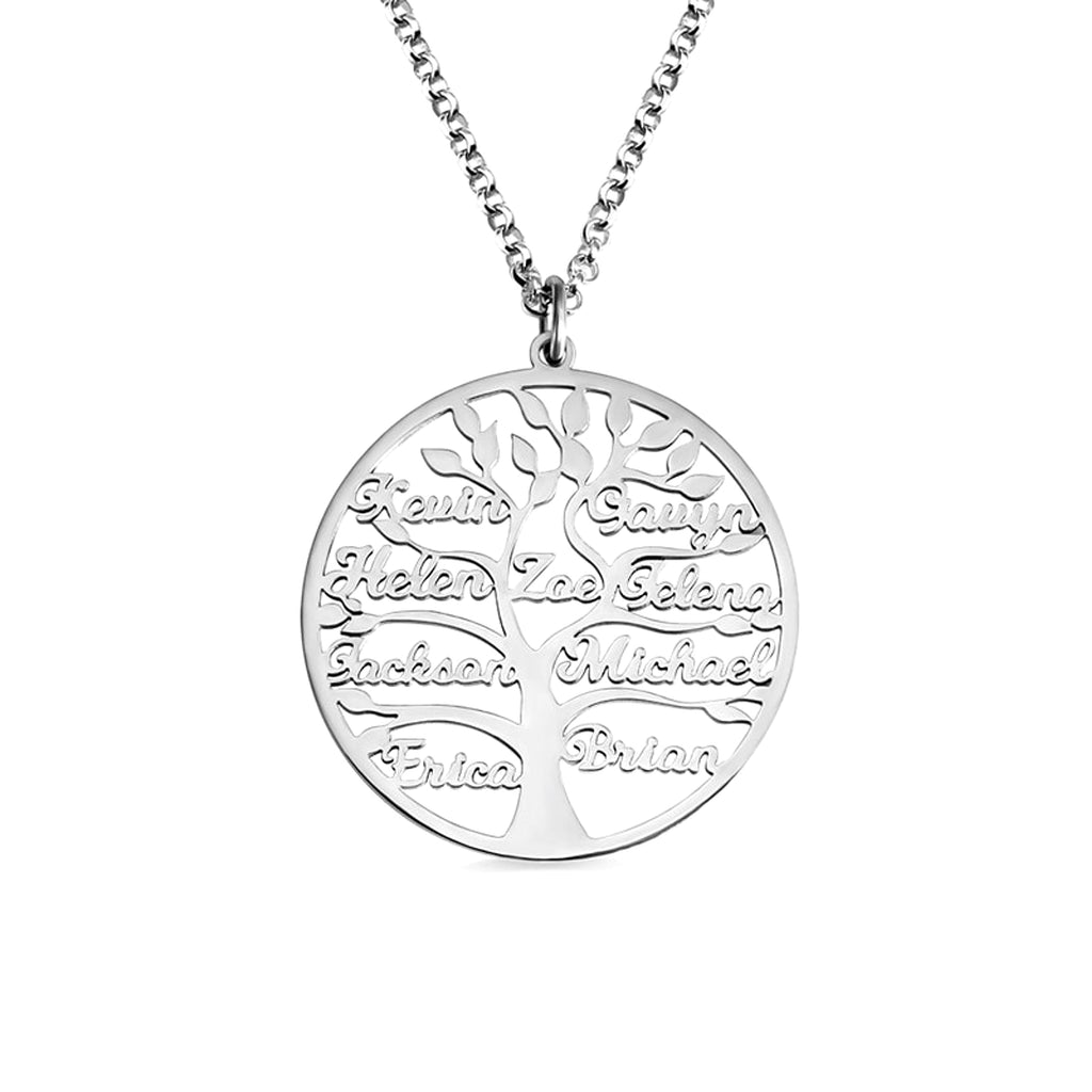 Personalized Gold Family Tree Name Necklace – Custom Engraved Jewelry - enhanced image 1