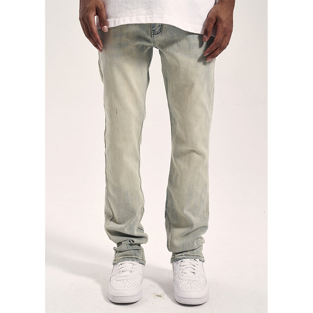 High Street Yellow Mud Washed And Distressed Men's Casual Pants - enhanced image 1