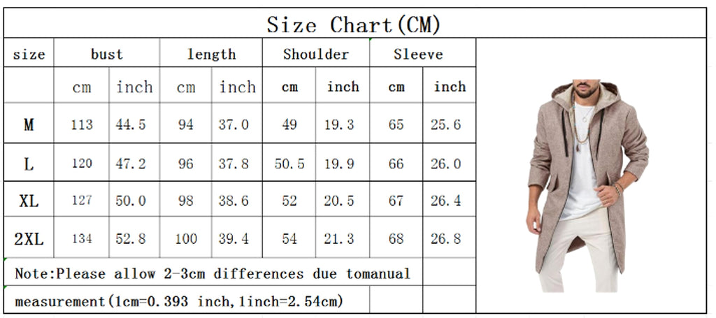 Hooded Jacket Single Zipper Cardigan Woolen Men's Coat - enhanced image 1