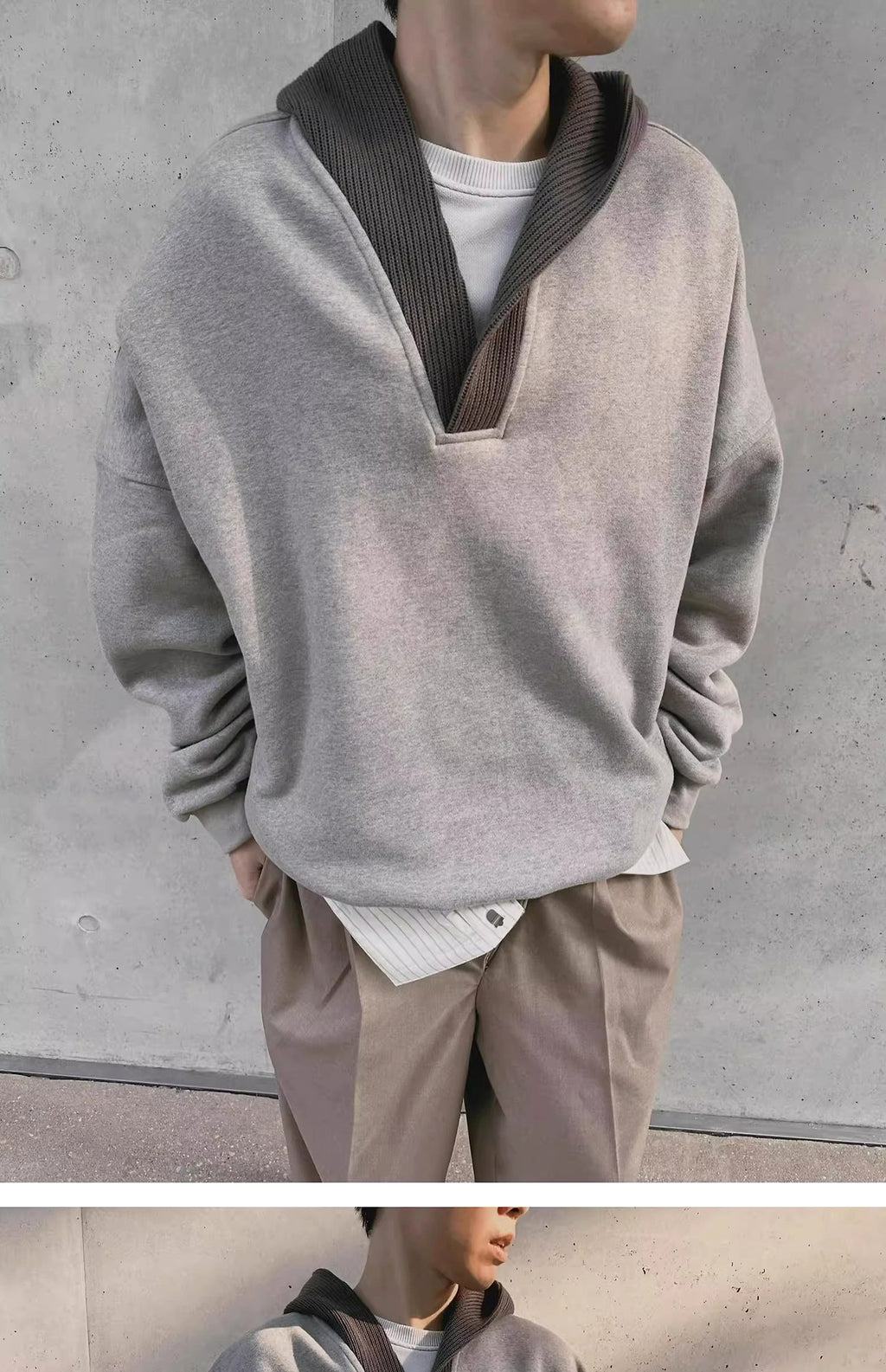 Hooded Sweater Men's Patchwork Coat - enhanced image 1