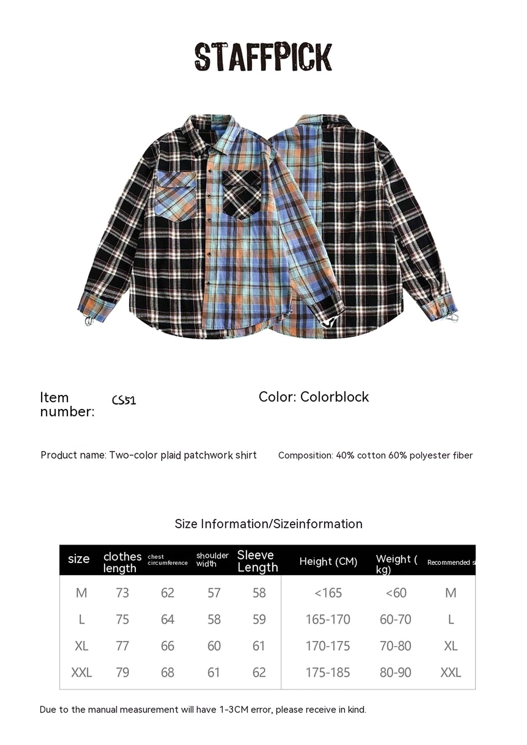 Japanese Trendy Spliced Plaid Blouse DressShirt CS51 - enhanced image 1