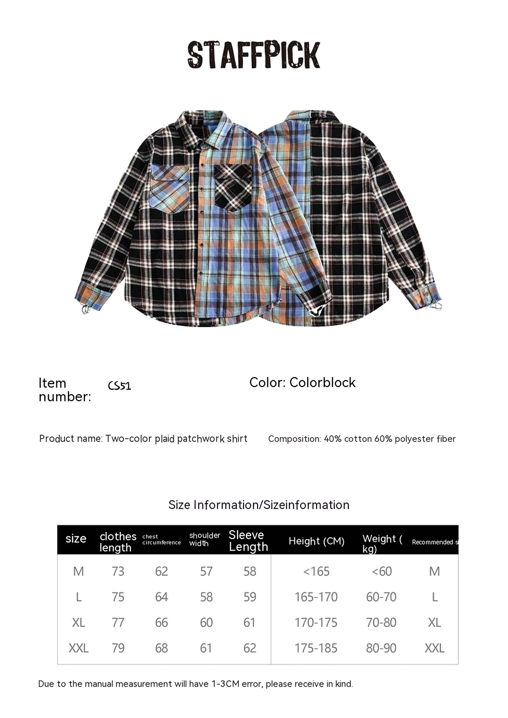 Japanese Trendy Spliced Plaid Blouse DressShirt CS51 - enhanced image 1