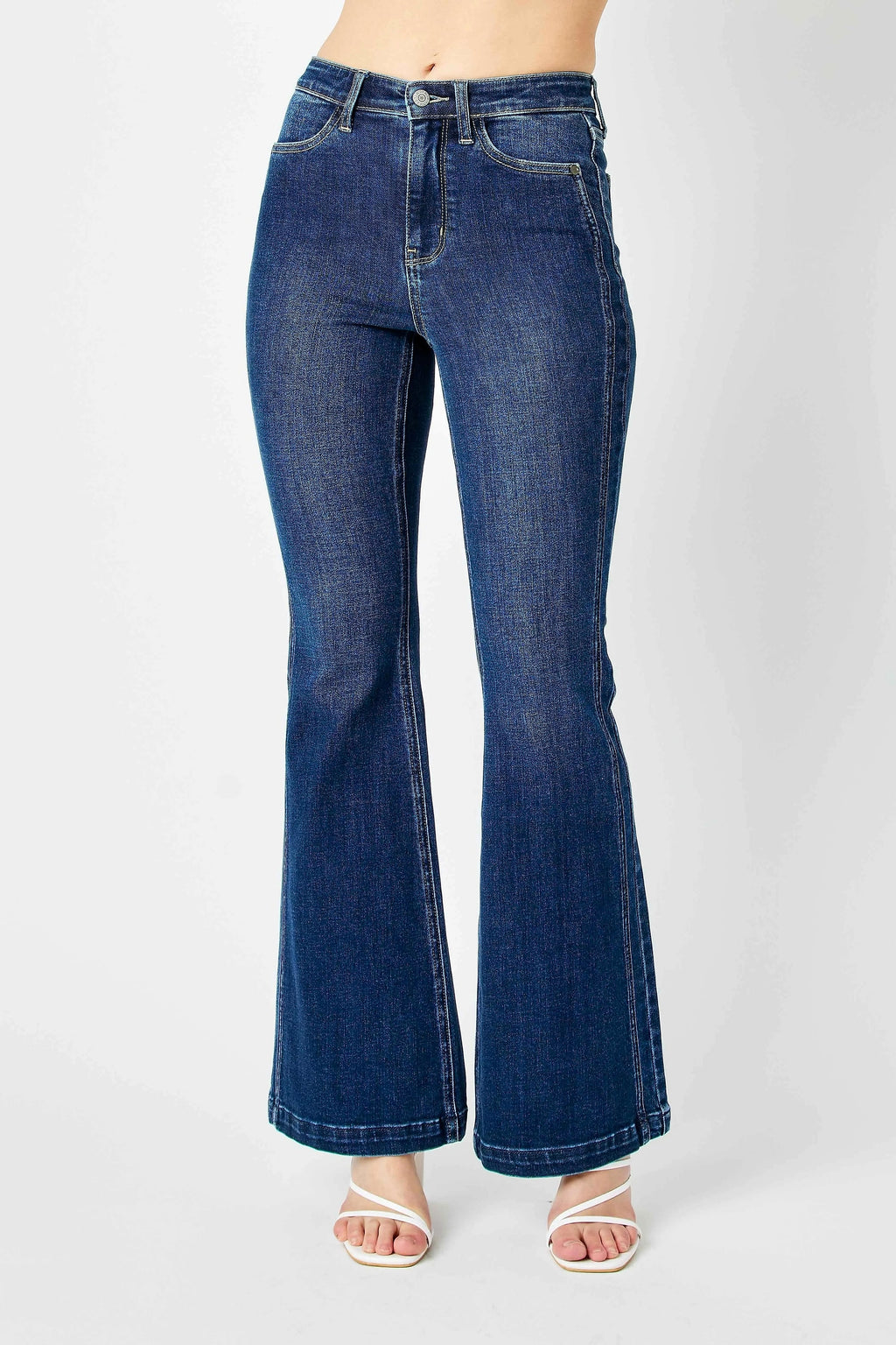 Judy Blue Full Size Hw Angled Side Seam Detail Flare Jeans Plus Size - enhanced image 1