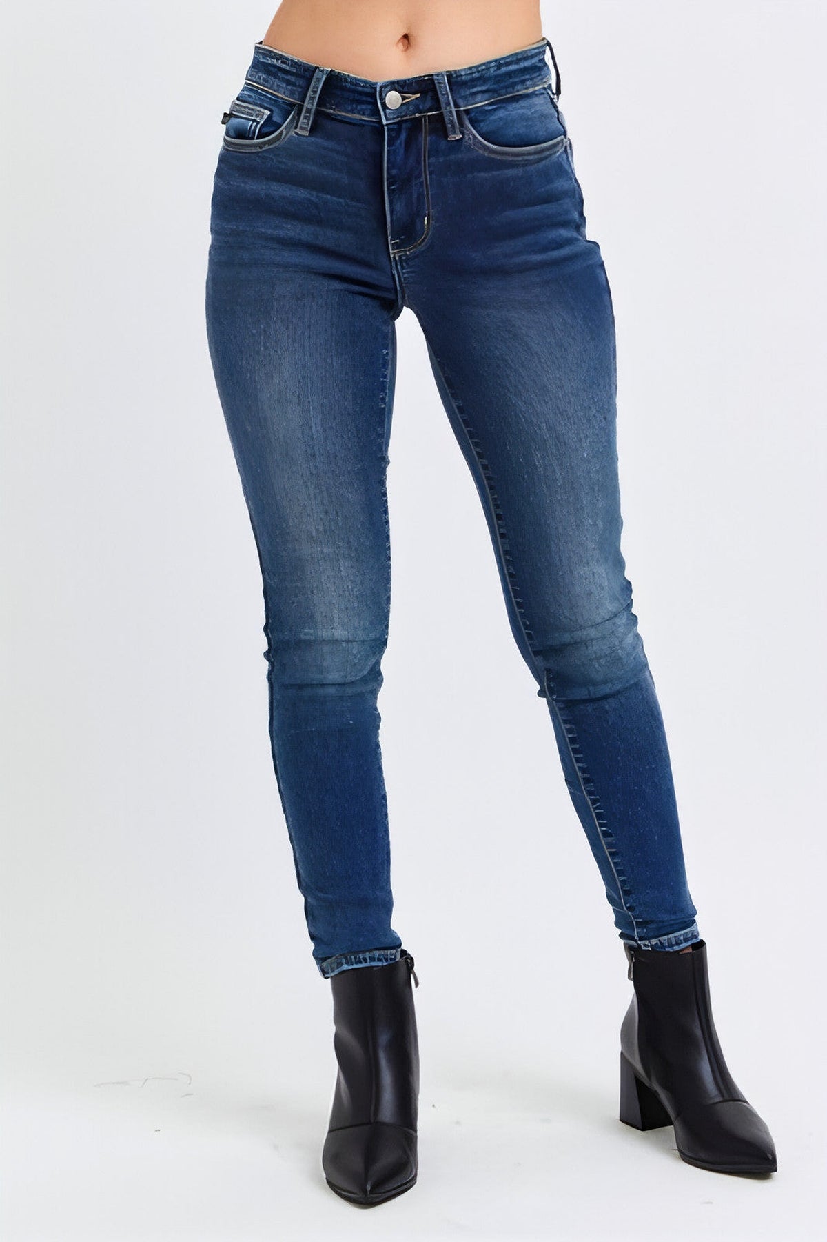 Judy Blue Full Size Run Mid-Rise Waist Skinny Jeans with Thermal Lining - enhanced image 1