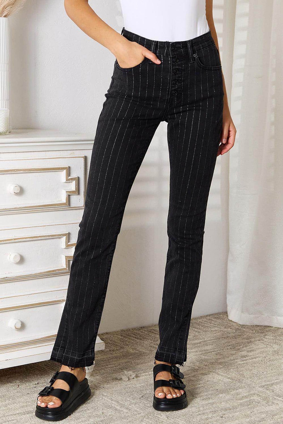 Kancan Striped Pants with Pockets - enhanced image 1