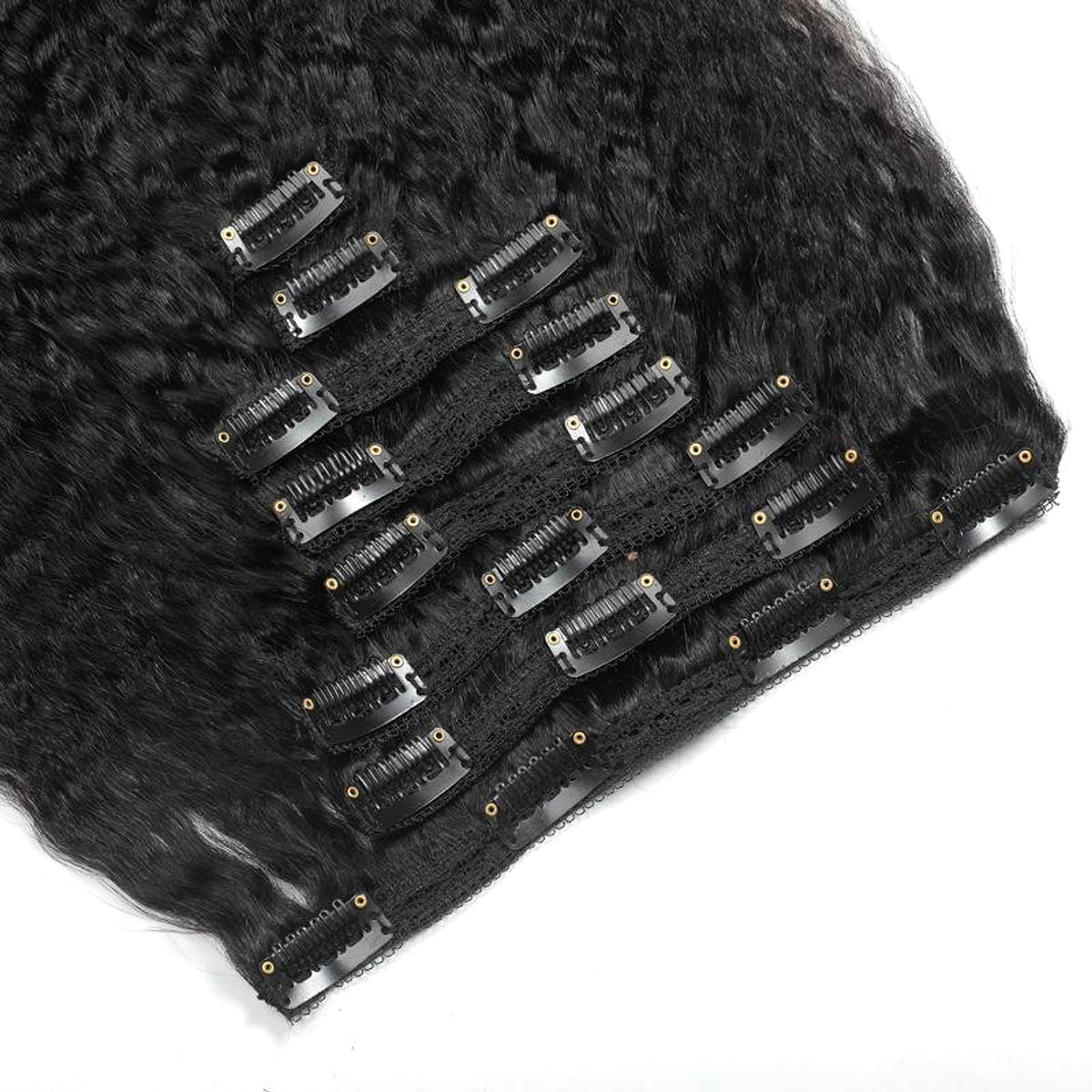 Kinky Straight ClipIn Human Hair Extensions Natural - enhanced image 1