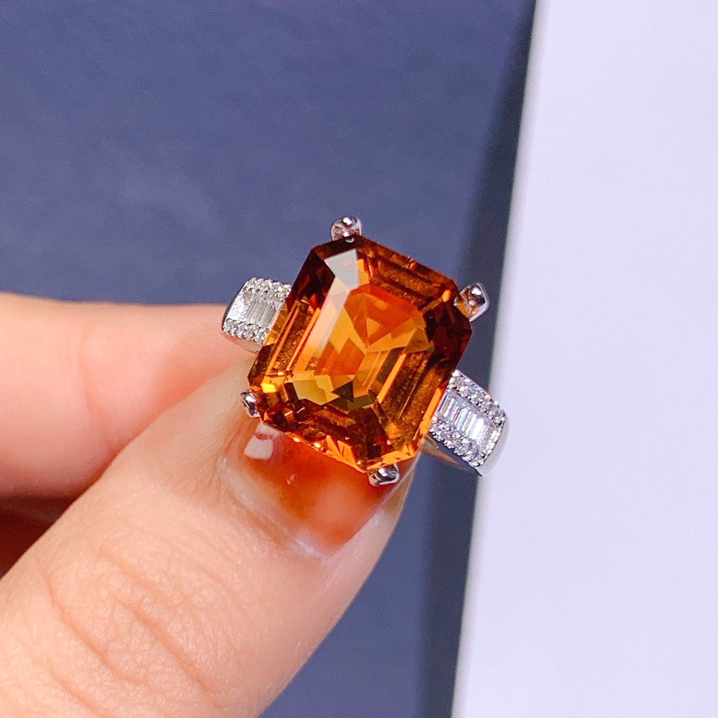 Large GrLuxeJewels™ – FireCrown Citrine Ring - enhanced image 1