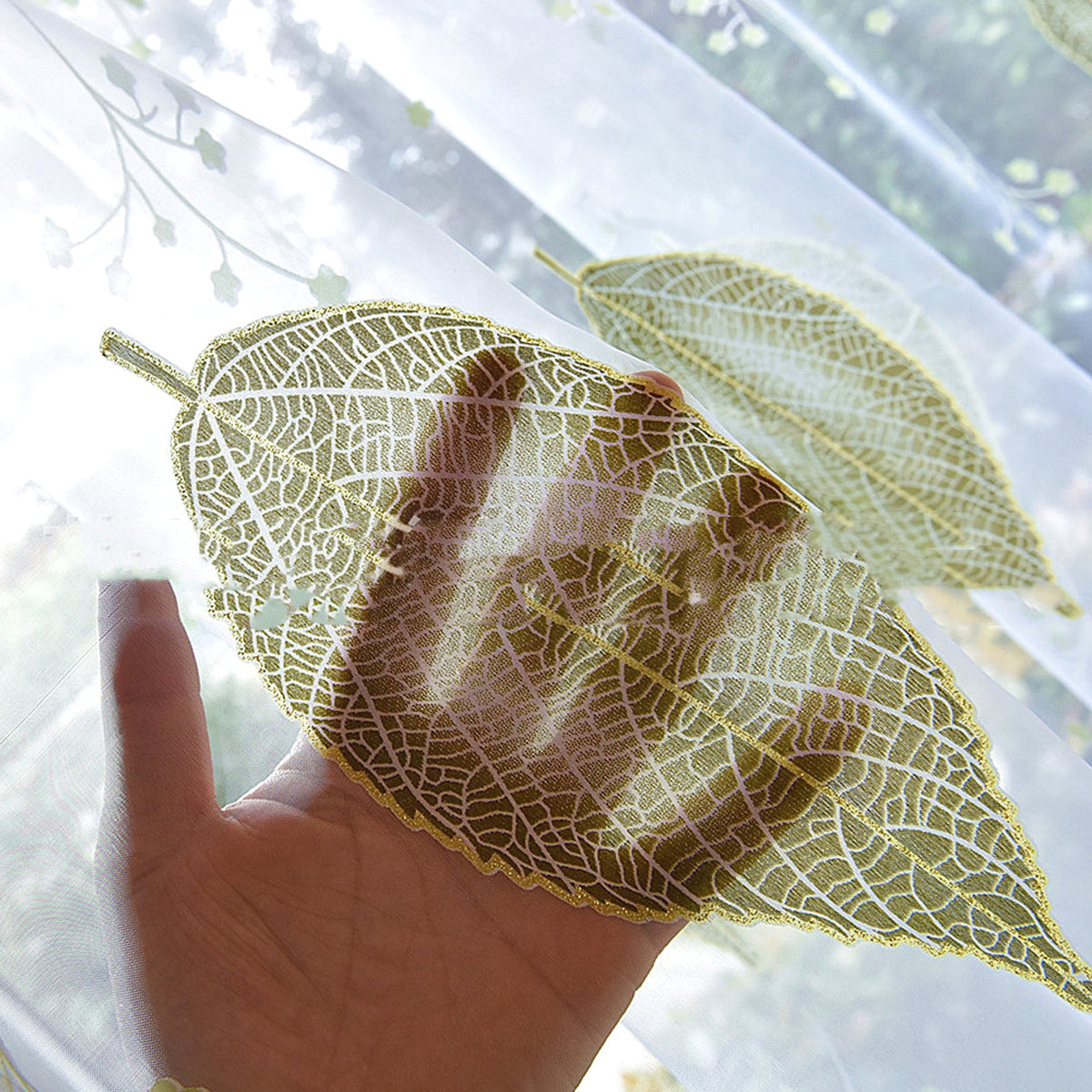 LeafLoom™ – Semi-Blackout Green Leaf Print Curtain - enhanced image 1