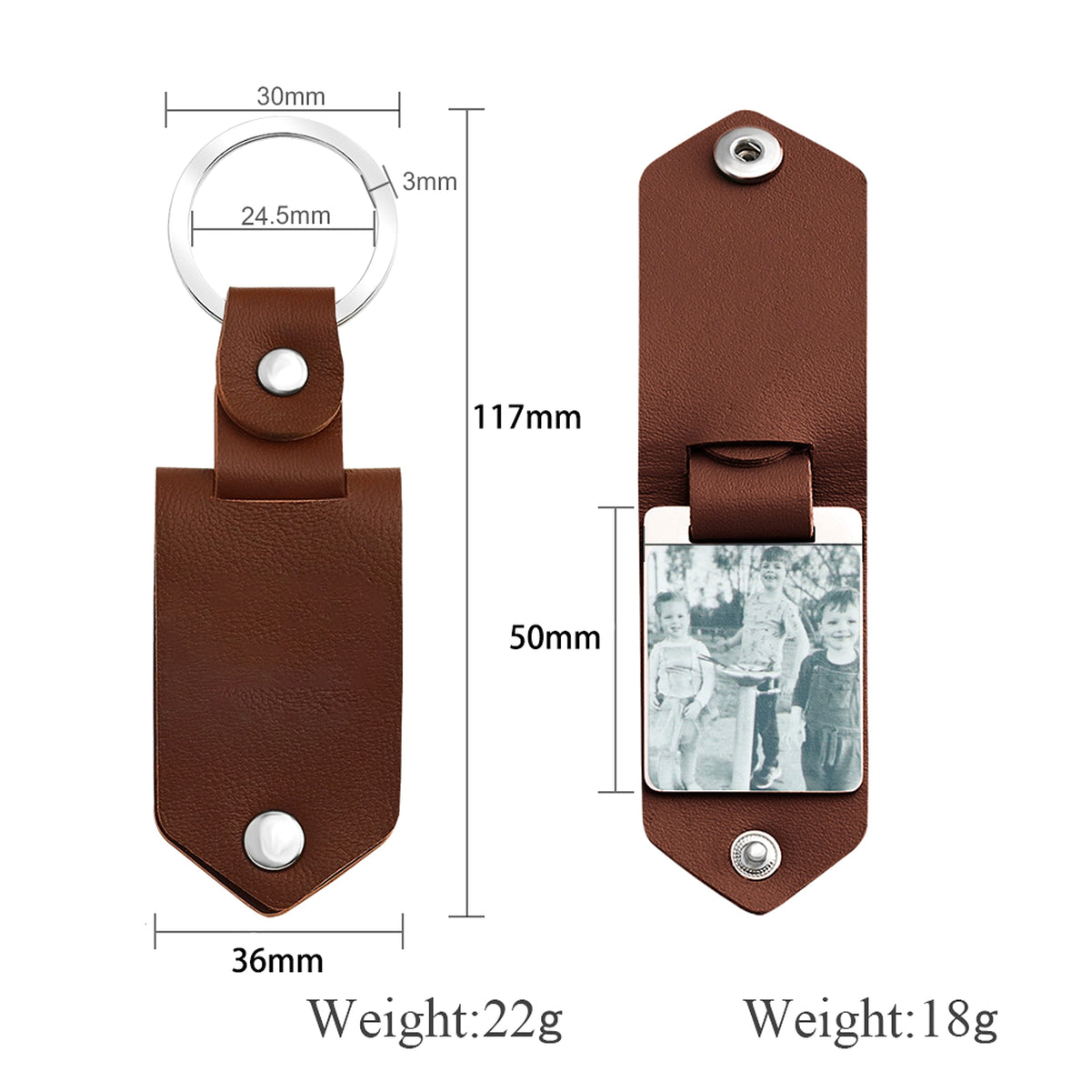 Personalized Leather Photo Frame Key Ring – Stylish & Functional Gift - enhanced image 1