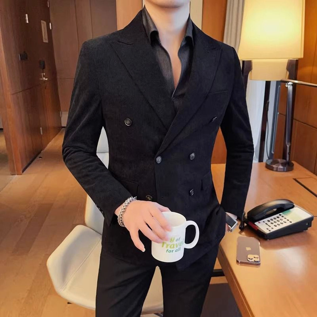Light Luxury Corduroy Suit Jacket Autumn And Winter Double Breasted Casual - enhanced image 1