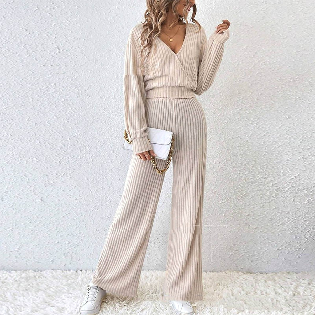 Long Sleeve Short Top Two-piece Set - enhanced image 1