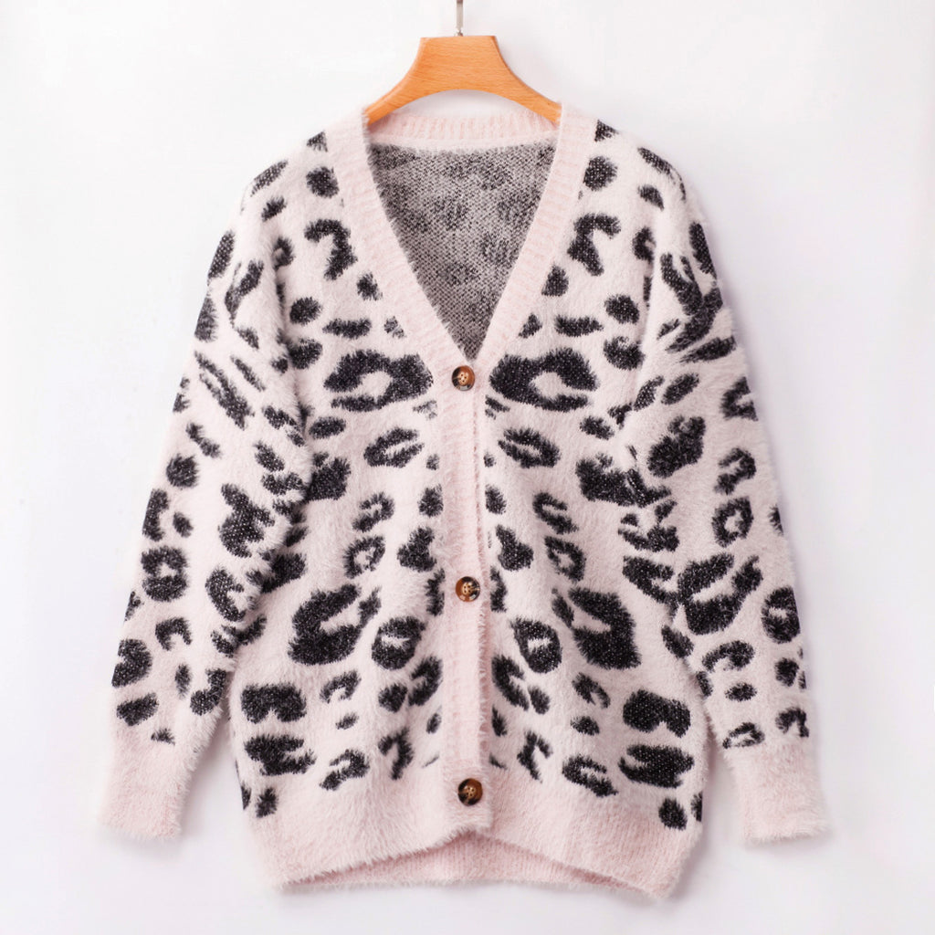 UrbanFur™ – Long Sleeve Leopard Knit Cardigan - enhanced image 1