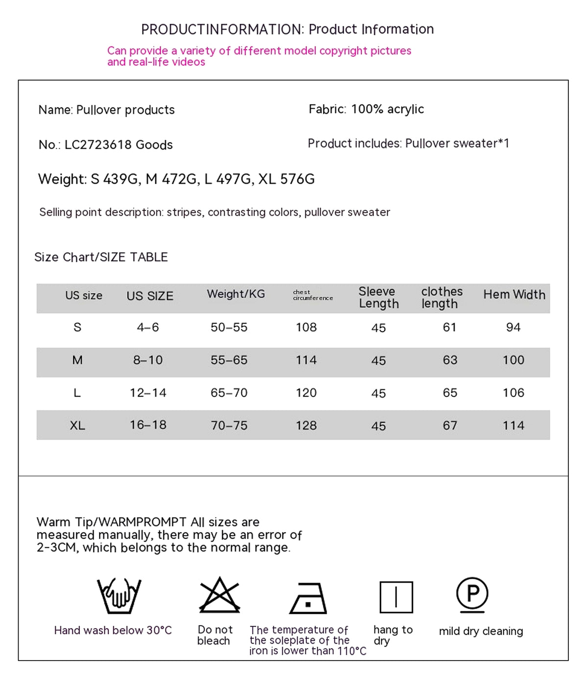 Loose Color Pullover Regular Sleeve Sweater Women - enhanced image 1