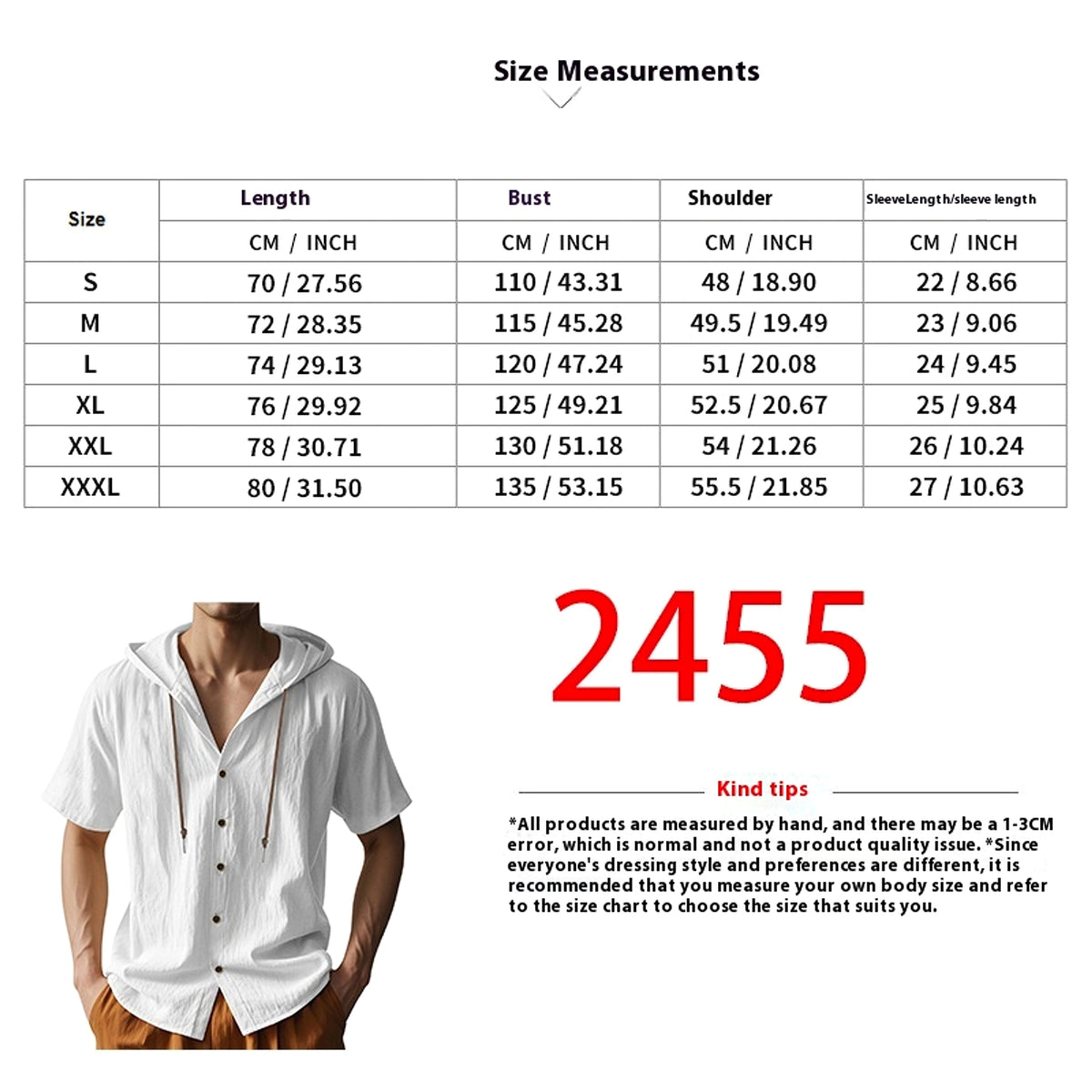 Loose Hooded Short-sleeved Shirt For Men - enhanced image 1