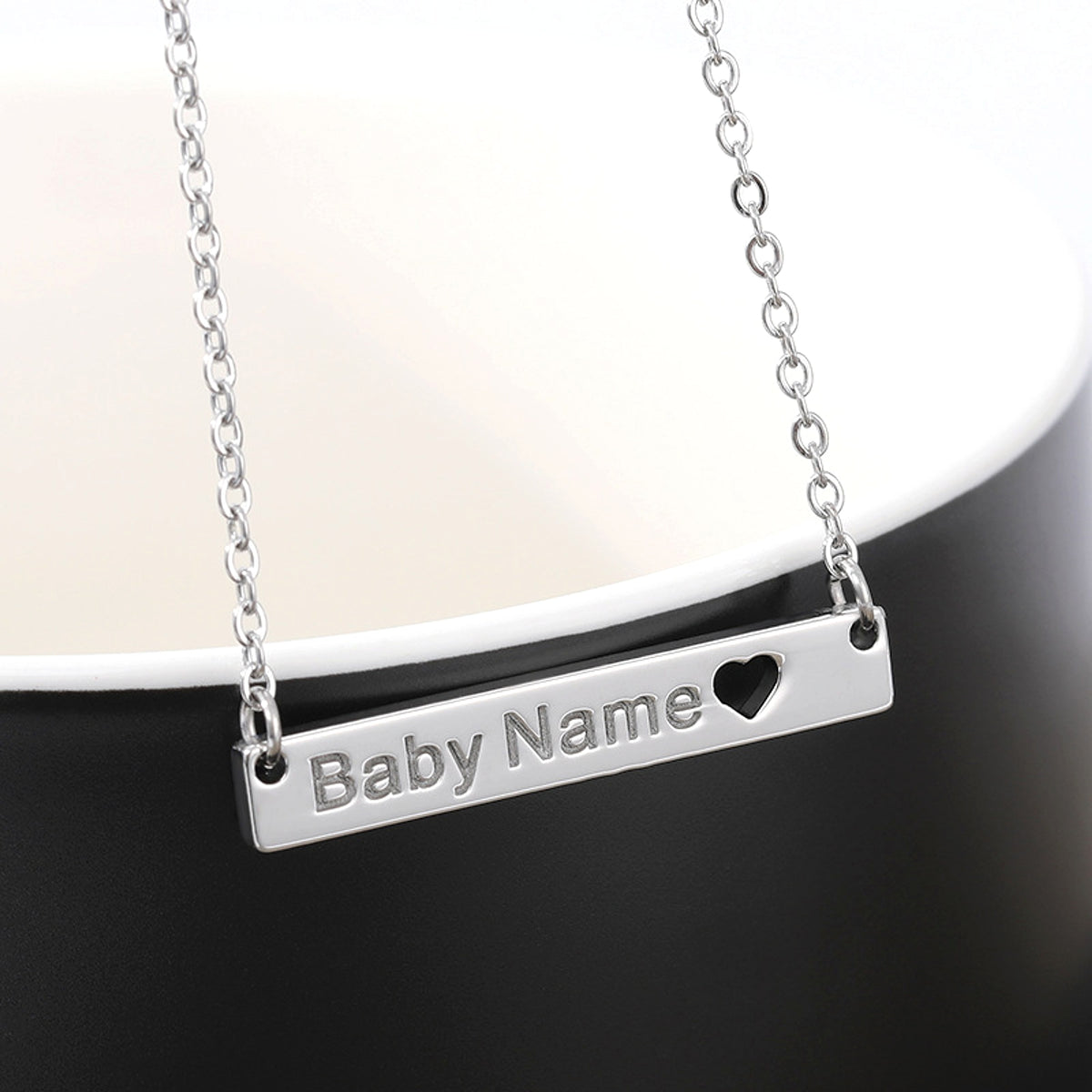 Love Hollow Square Brand Name Custom Necklace - enhanced image 1