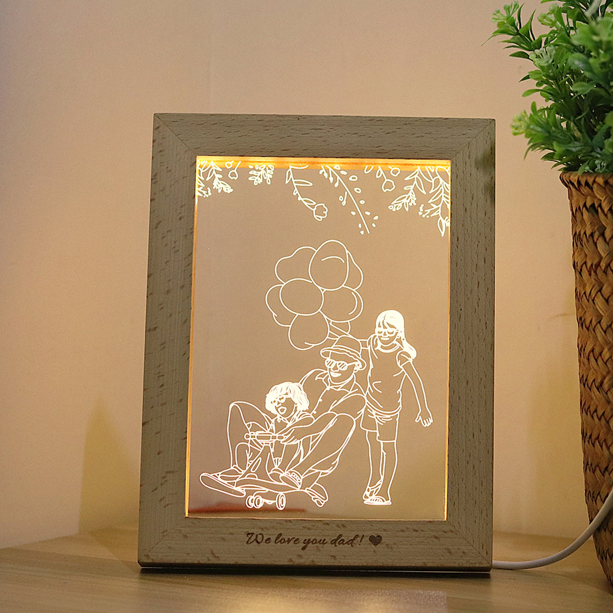 LumiFrame™ – Custom LED Wood Photo Frame with Engraving - enhanced image 1