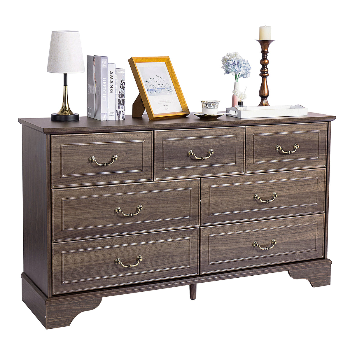 Lunelux™ – 7-Drawer Chest of Drawers (P2 MDF, Walnut Finish) - enhanced image 1