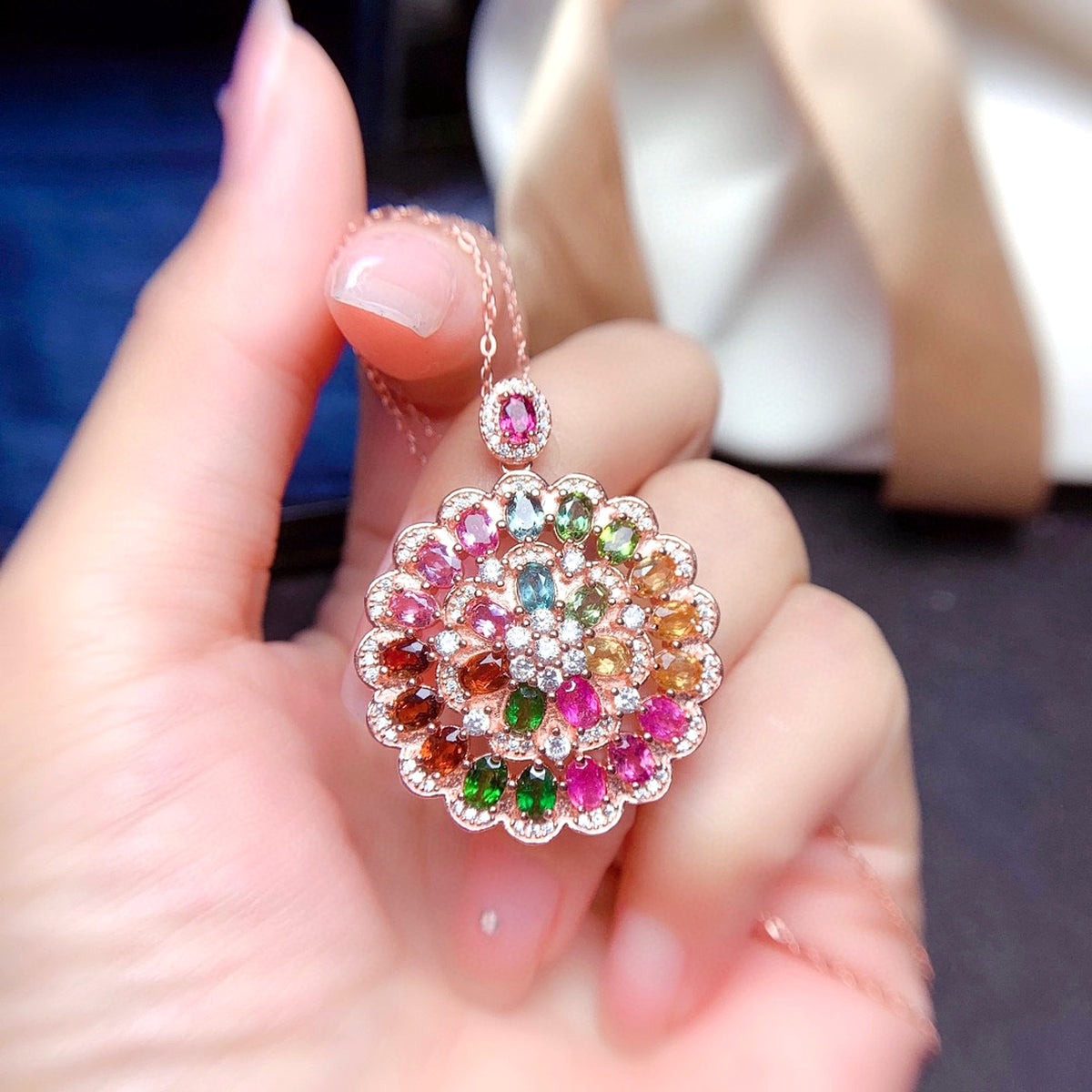 LuxeJewels™ – CandyBloom Tourmaline Pendant Necklace - enhanced image 1