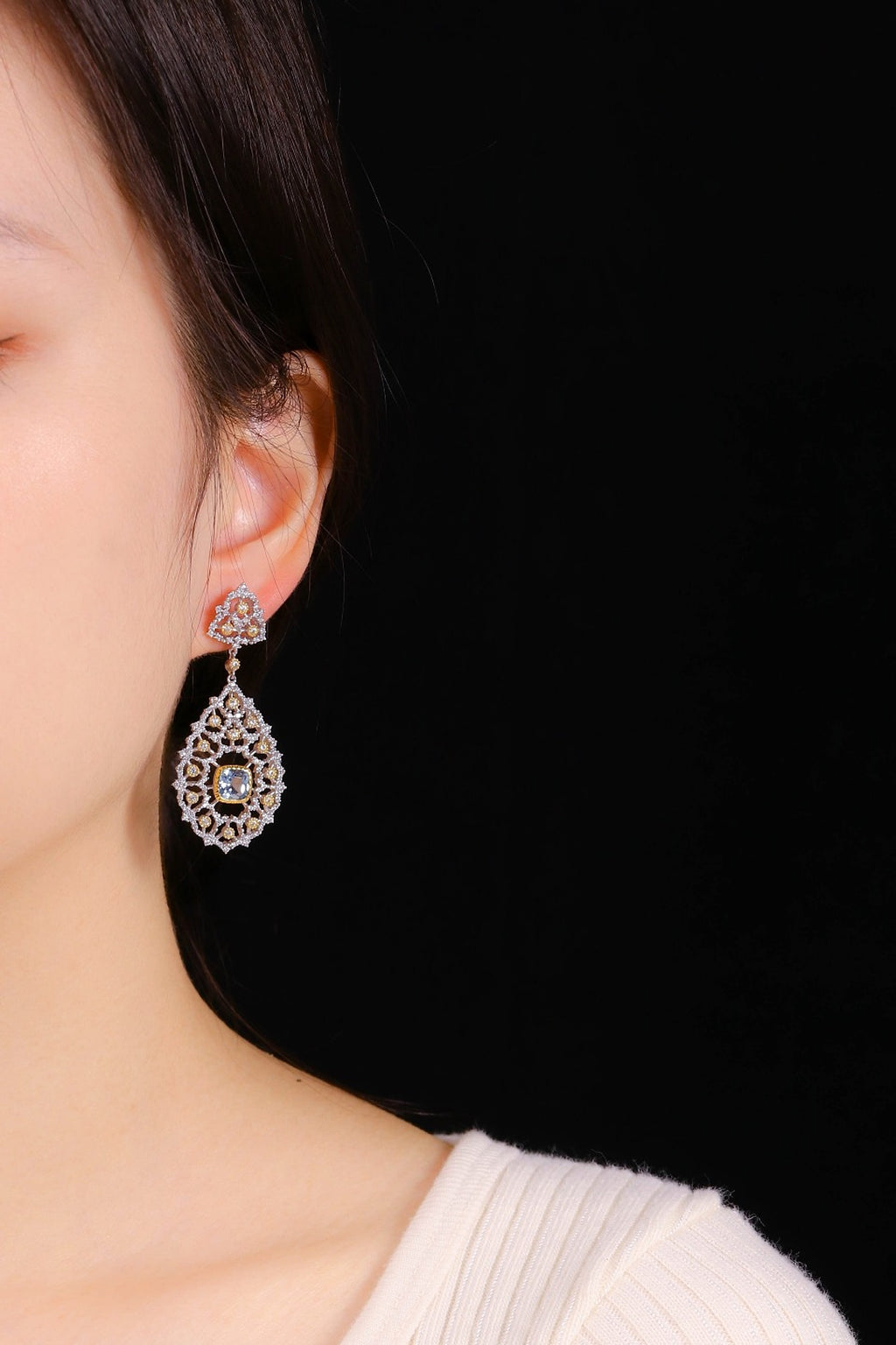 Luxury Custom 925 Silver Blue Luxury Earrings - enhanced image 1