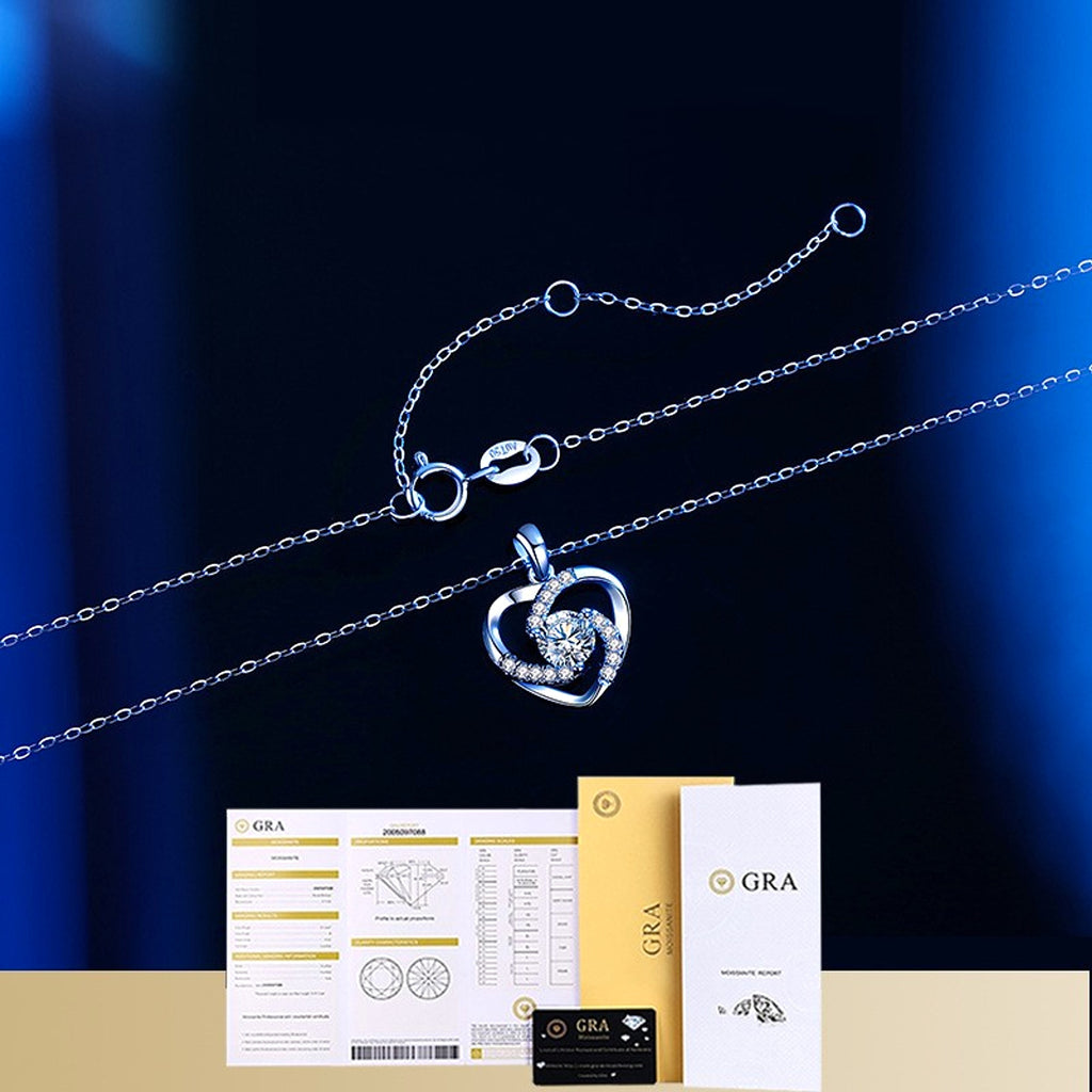 LuxeHeart™ – 18K Moissanite Platinum Heart Necklace - enhanced image 1