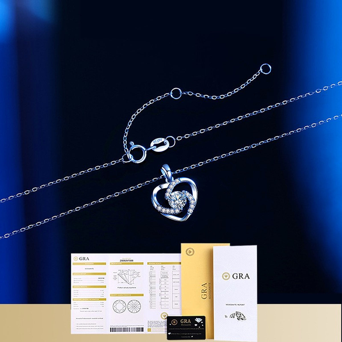 LuxeHeart™ – 18K Moissanite Platinum Heart Necklace - enhanced image 1