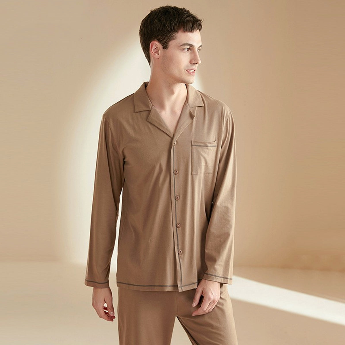 Men's Casual Long Sleeved Trousers Pajamas - enhanced image 1