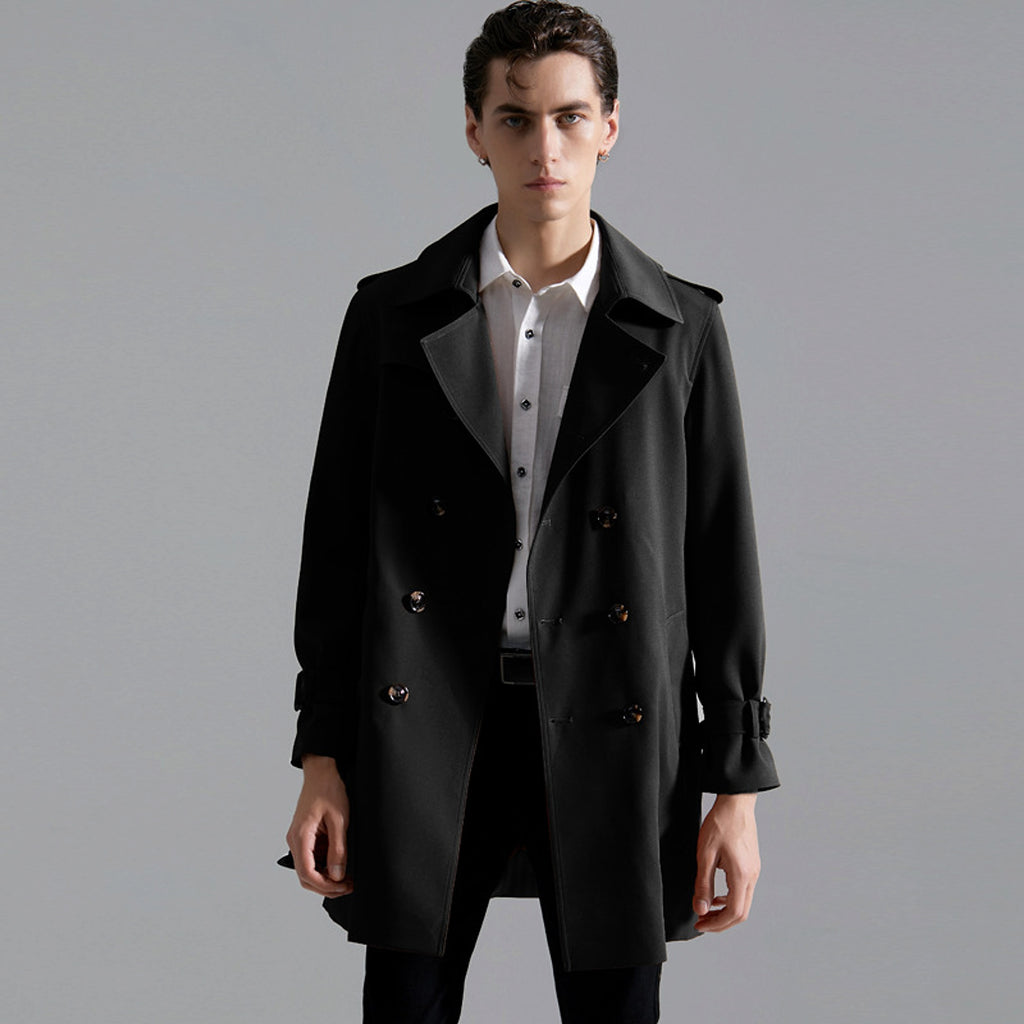 Men's Classic Double-breasted Trench Coat Long - enhanced image 1