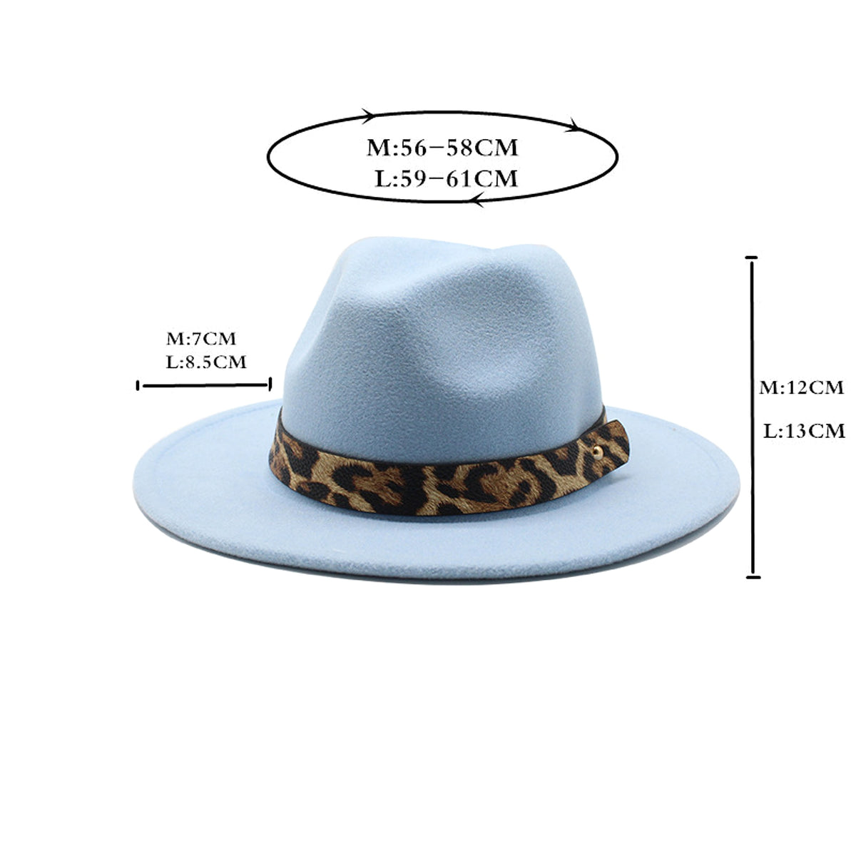 Men's Fashion Leopard Print Woolen Big Brim Top Hat - enhanced image 1