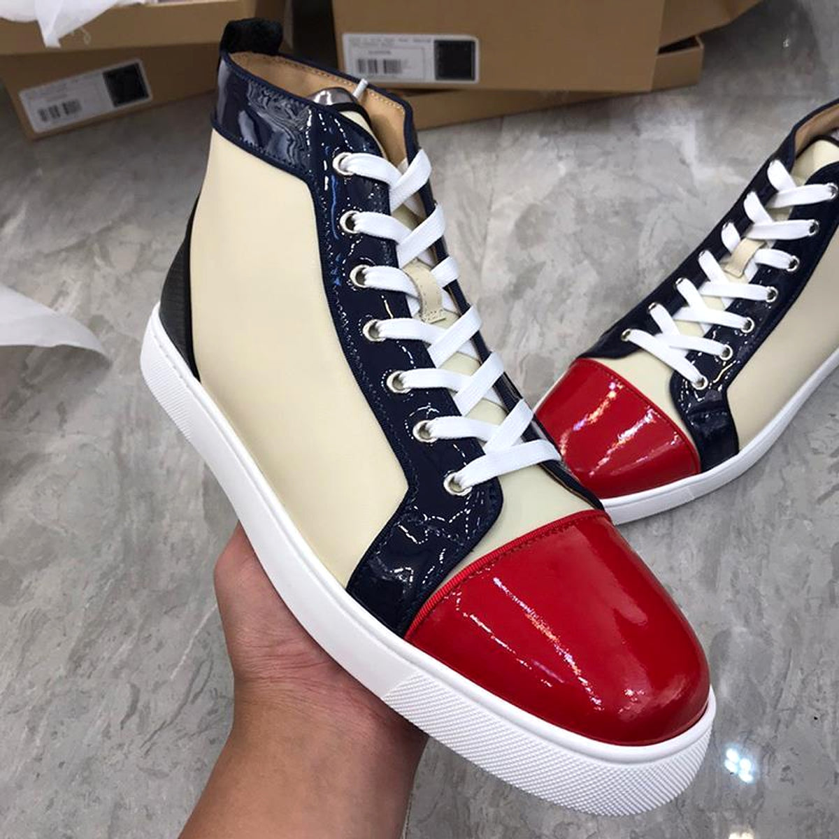 Men's High Top Casual Board Shoes Crocodile Pattern Sports Leather Light Face Internet Celebrity - enhanced image 1
