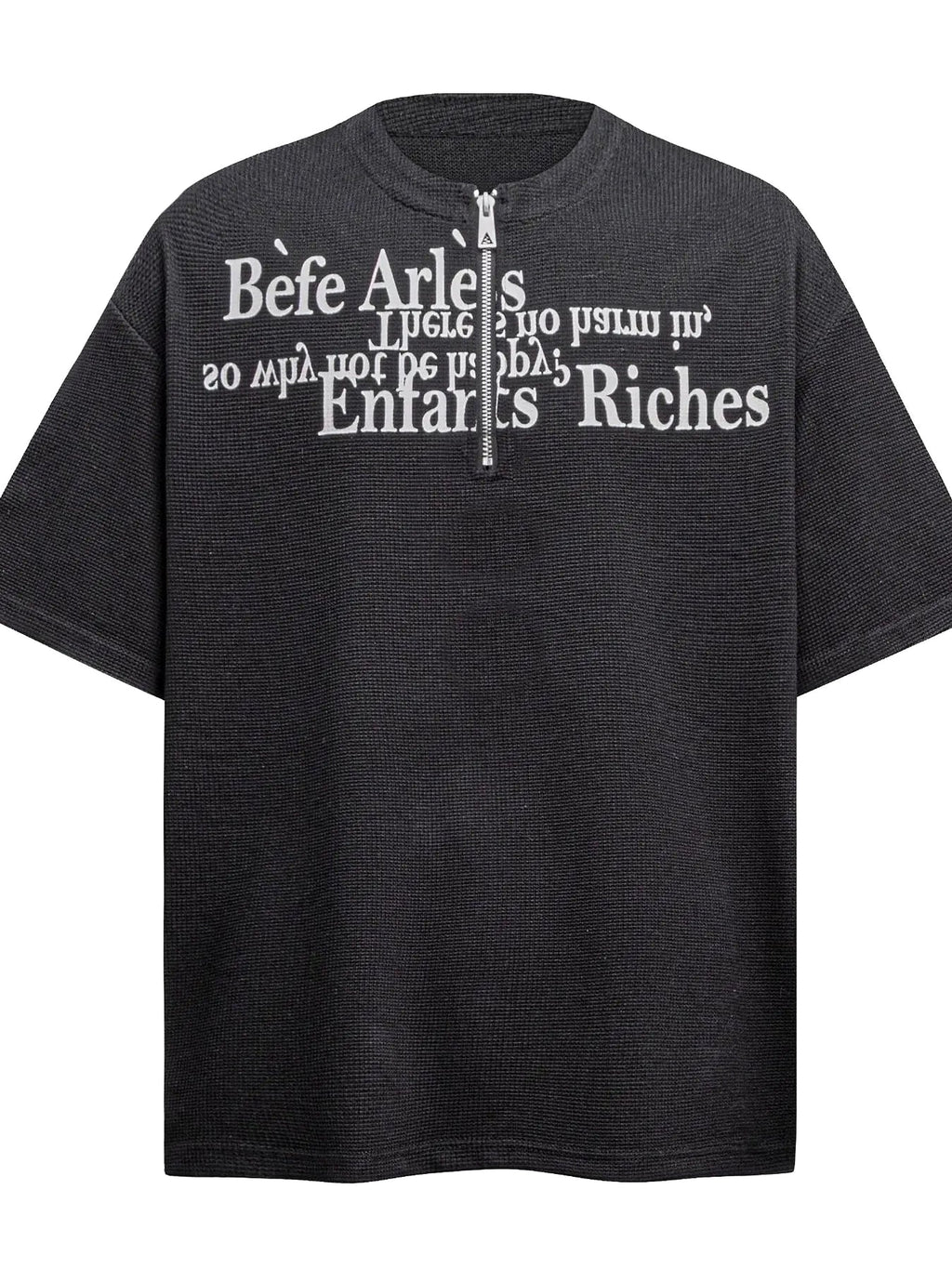 Men's Letter Quarter Zip Short Sleeve T-Shirt - enhanced image 1