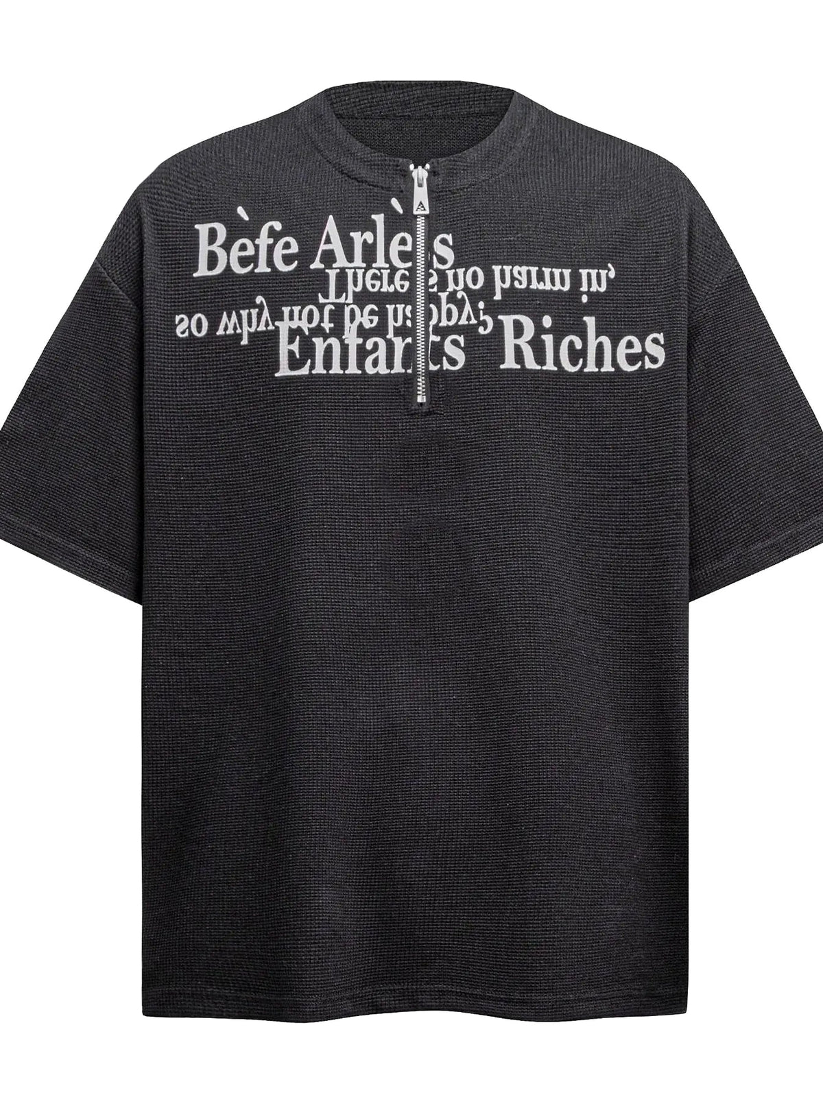 Men's Letter Quarter Zip Short Sleeve T-Shirt - enhanced image 1