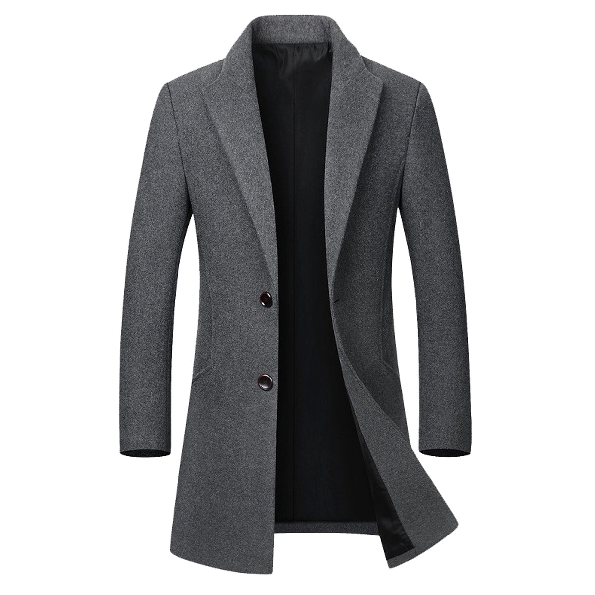 Men's long woolen coat trench coat - enhanced image 1