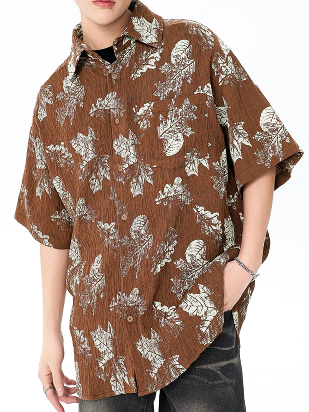 Men's Printed Oversized Button-Down Shirt - enhanced image 1