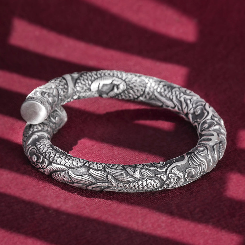 Men's Silver Double Head Bead Playing Bracelet - enhanced image 1