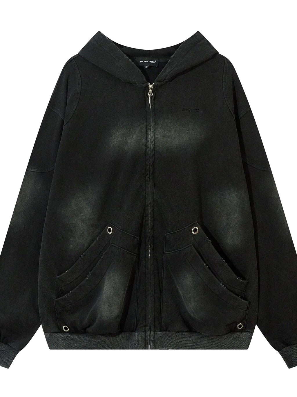 Men's Washed Zip-Up Oversized Hoodie - enhanced image 1
