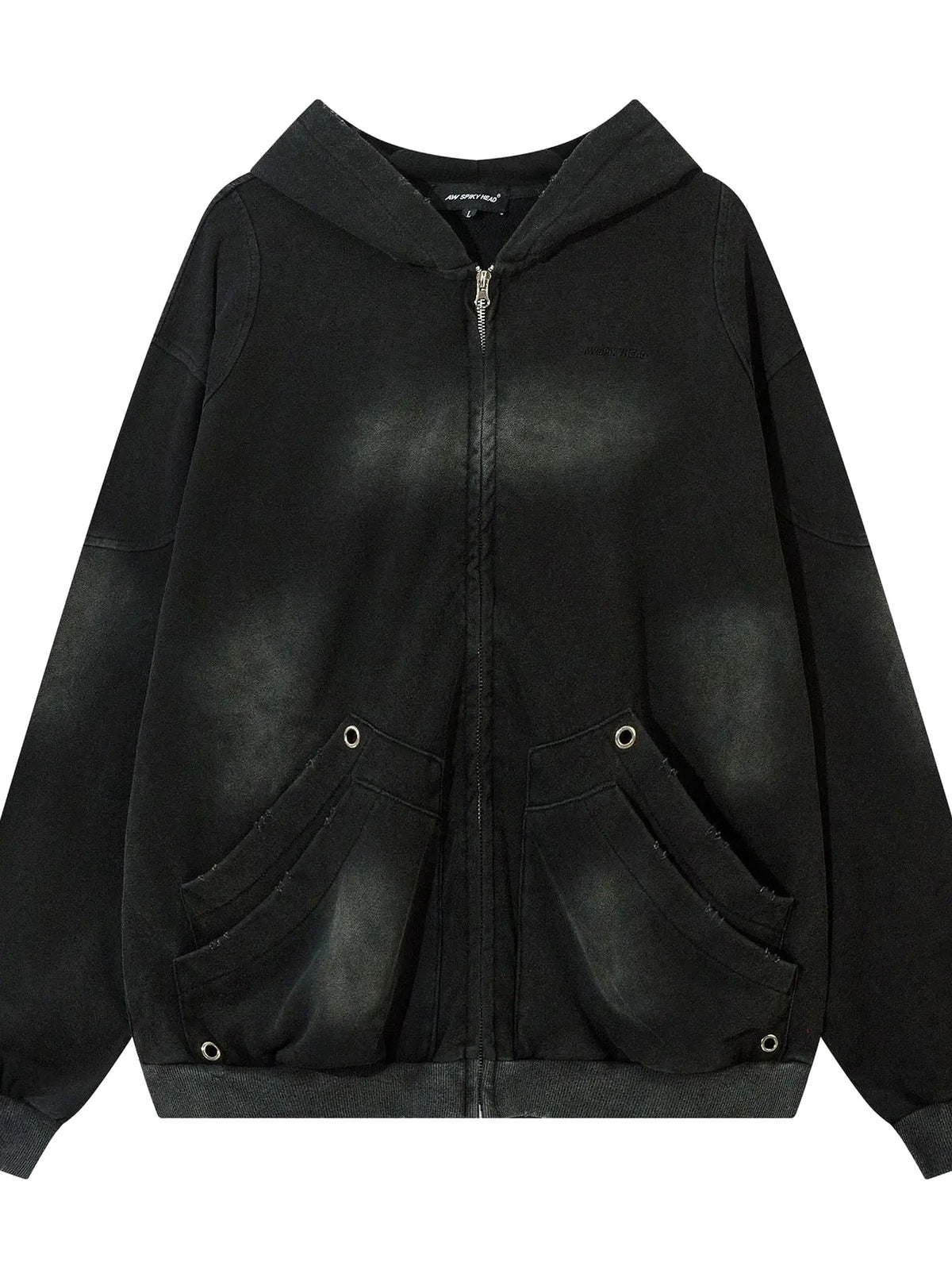 Men's Washed Zip-Up Oversized Hoodie - enhanced image 1