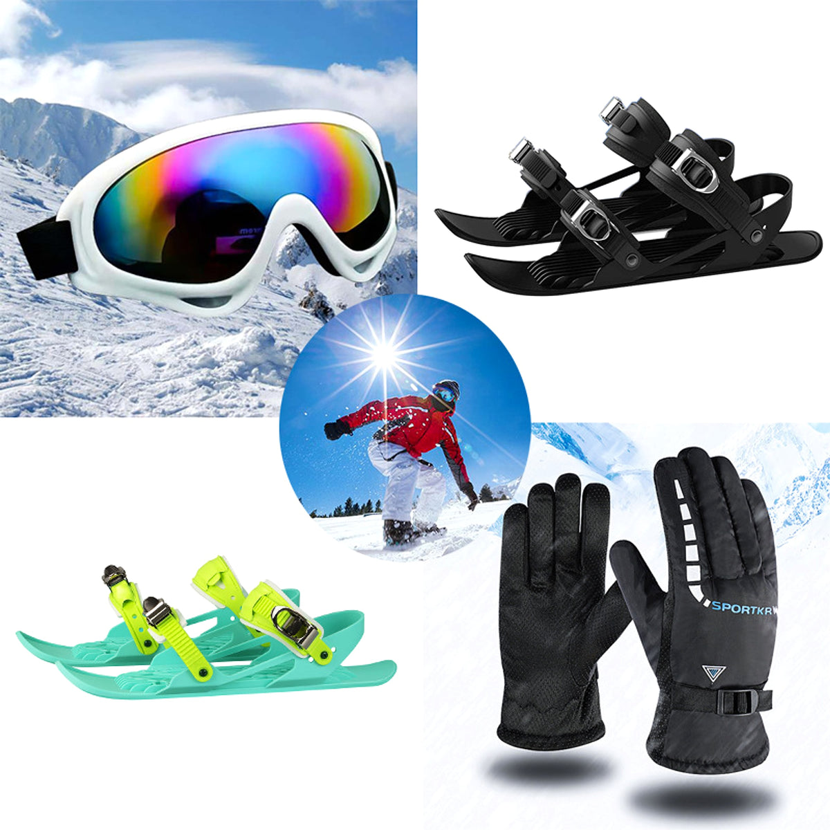 Mini Ski Skates Portable Short Skiboard Adjustable Skates For Snow - enhanced image 1