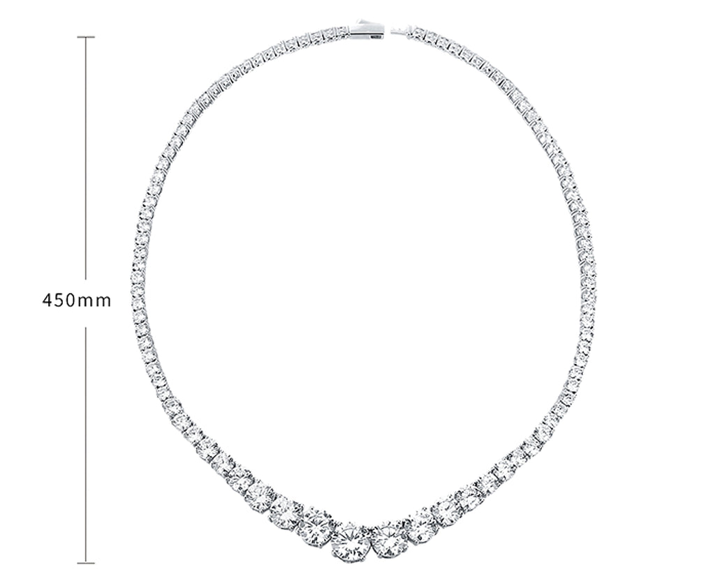 Moissanite 925 Sterling Silver Single Row Full Diamond Necklace For Women - enhanced image 1