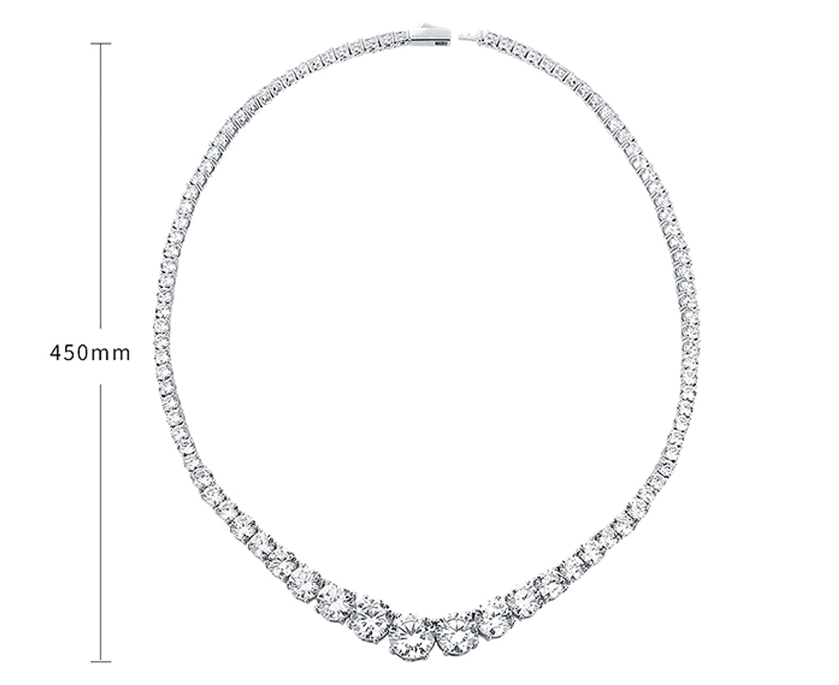 Moissanite 925 Sterling Silver Single Row Full Diamond Necklace For Women - enhanced image 1