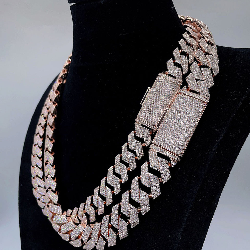 Moissanite Cuban Link Chain Necklaces S925 Silver - enhanced image 1