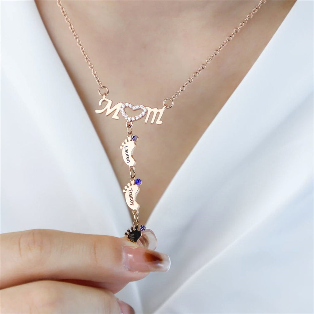 Mother's Day MOM Foot Personalized Necklace - enhanced image 1