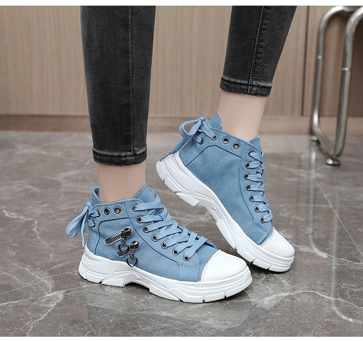 CanvasStep™ – Platform High-Top Sneakers with Zipper Details - enhanced image 1
