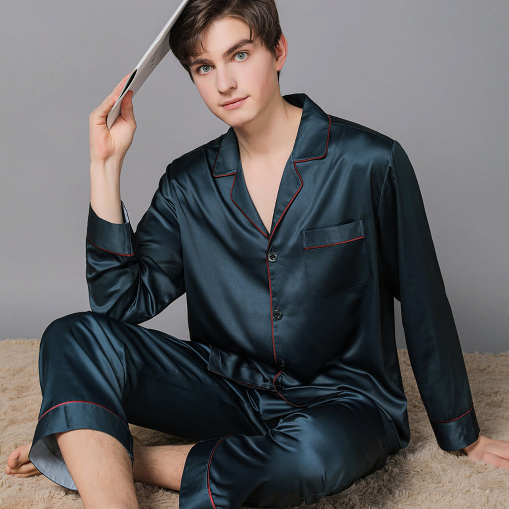 New Spring And Autumn Silk Couple Pajamas For Women - enhanced image 1