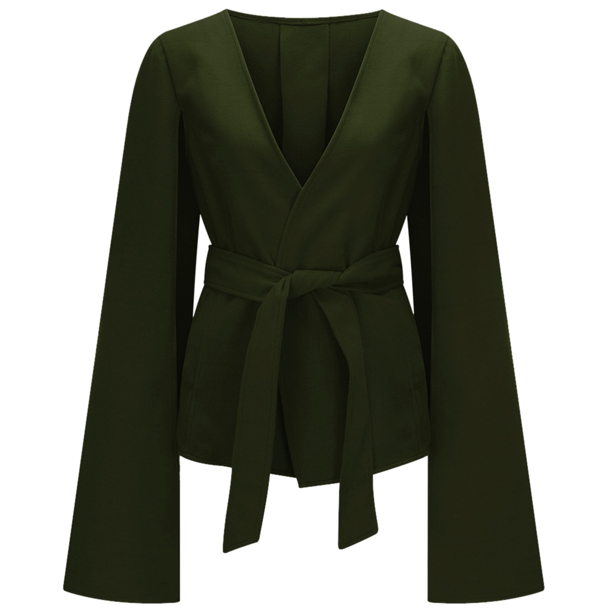 Women's Pure Color Slim Fit Woolen Coat Jacket - enhanced image 1